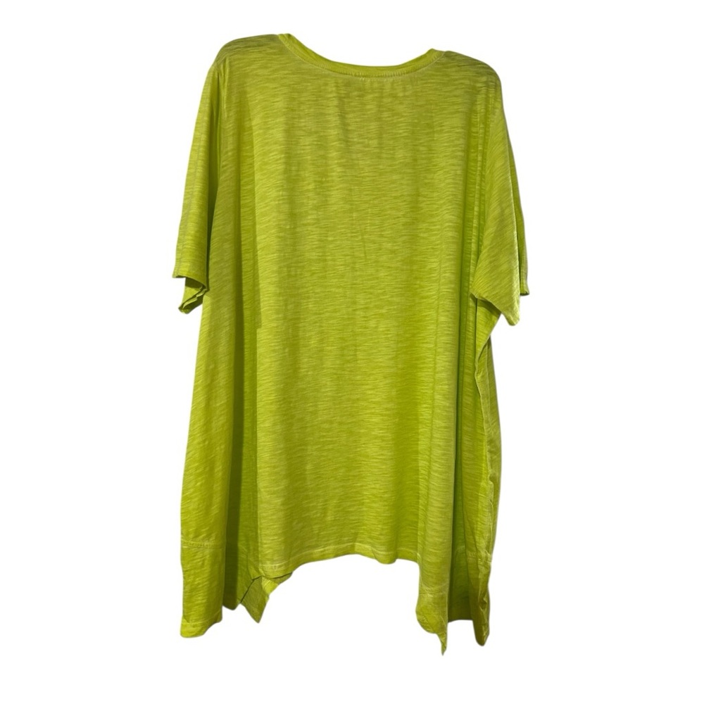 LOGO by Lori Goldstein Lime Green V-Neck Tunic - Picture 2 of 3
